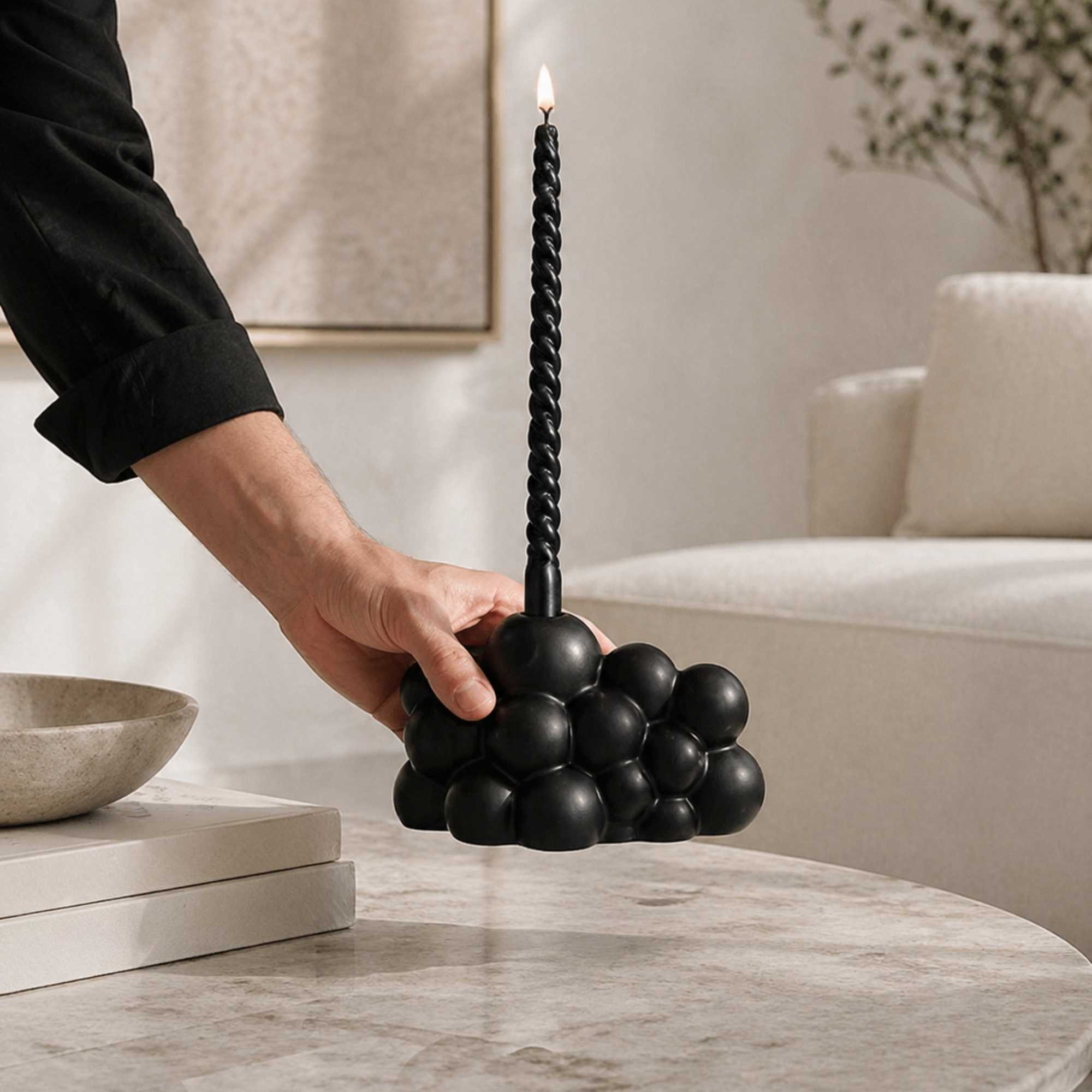Table Art Black Ceramic Bubble Vase - 6 1/2'' x 4'' x 4'' - 1 count box