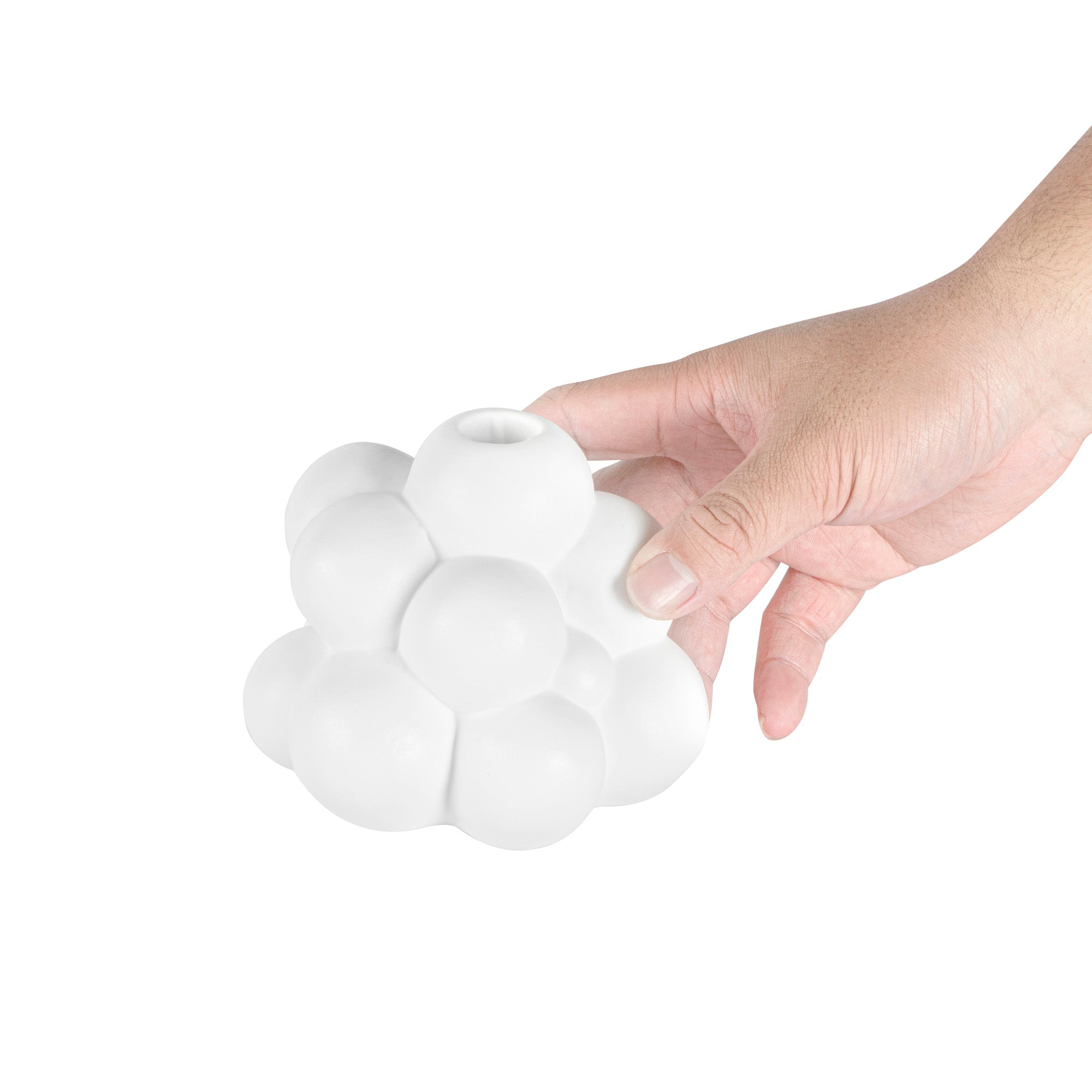 Table Art White Ceramic Bubble Vase - 5'' x 5'' x 4 1/4'' - 1 count box