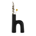Table Art Black Ceramic H-Shaped Vase - 6'' x 2 1/4'' x 9'' - 1 count box