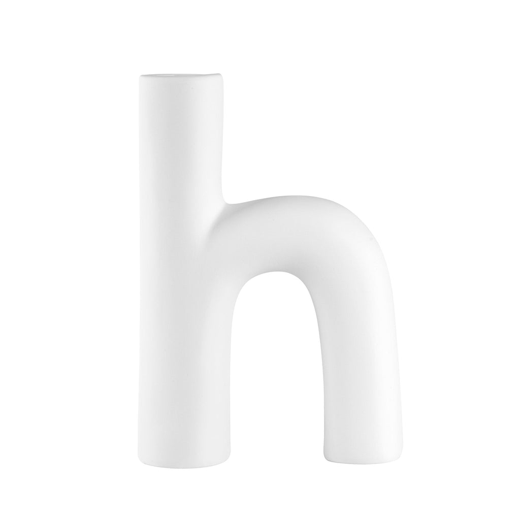 Table Art White Ceramic H-Shaped Vase - 6'' x 2 1/4'' x 9'' - 1 count box