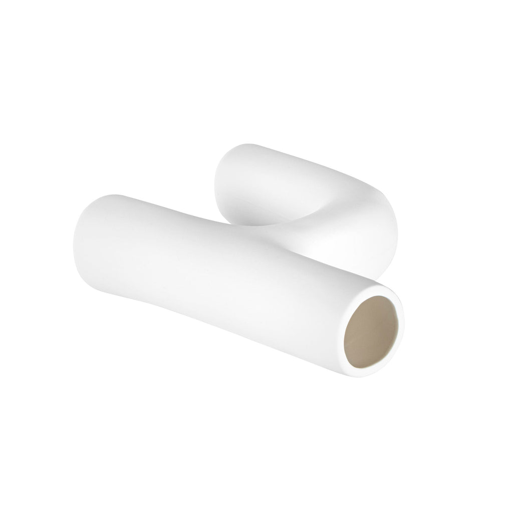 Table Art White Ceramic H-Shaped Vase - 6'' x 2 1/4'' x 9'' - 1 count box