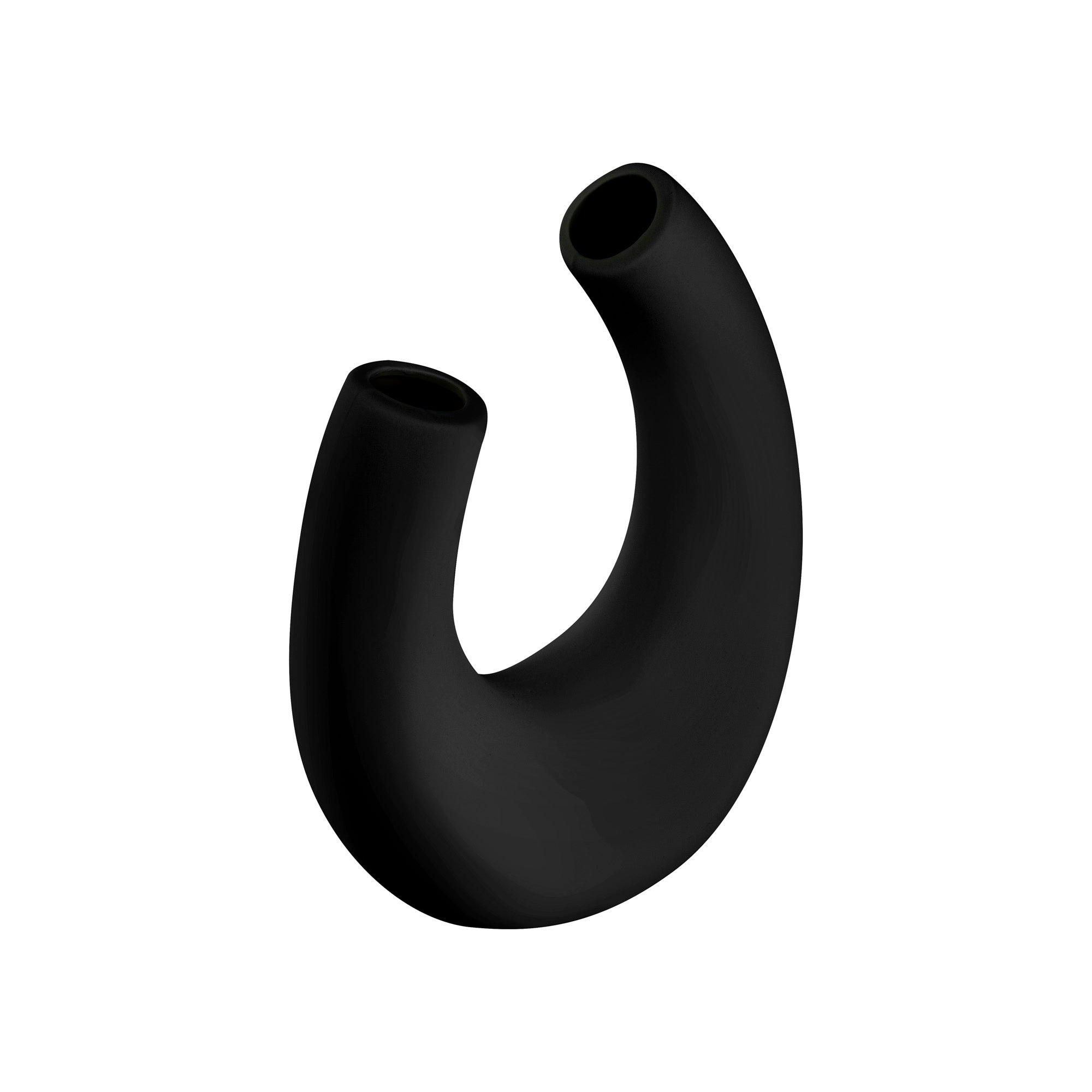 Table Art Black Ceramic U-Shaped Vase - 6 1/2'' x 3'' x 8 3/4'' - 1 count box
