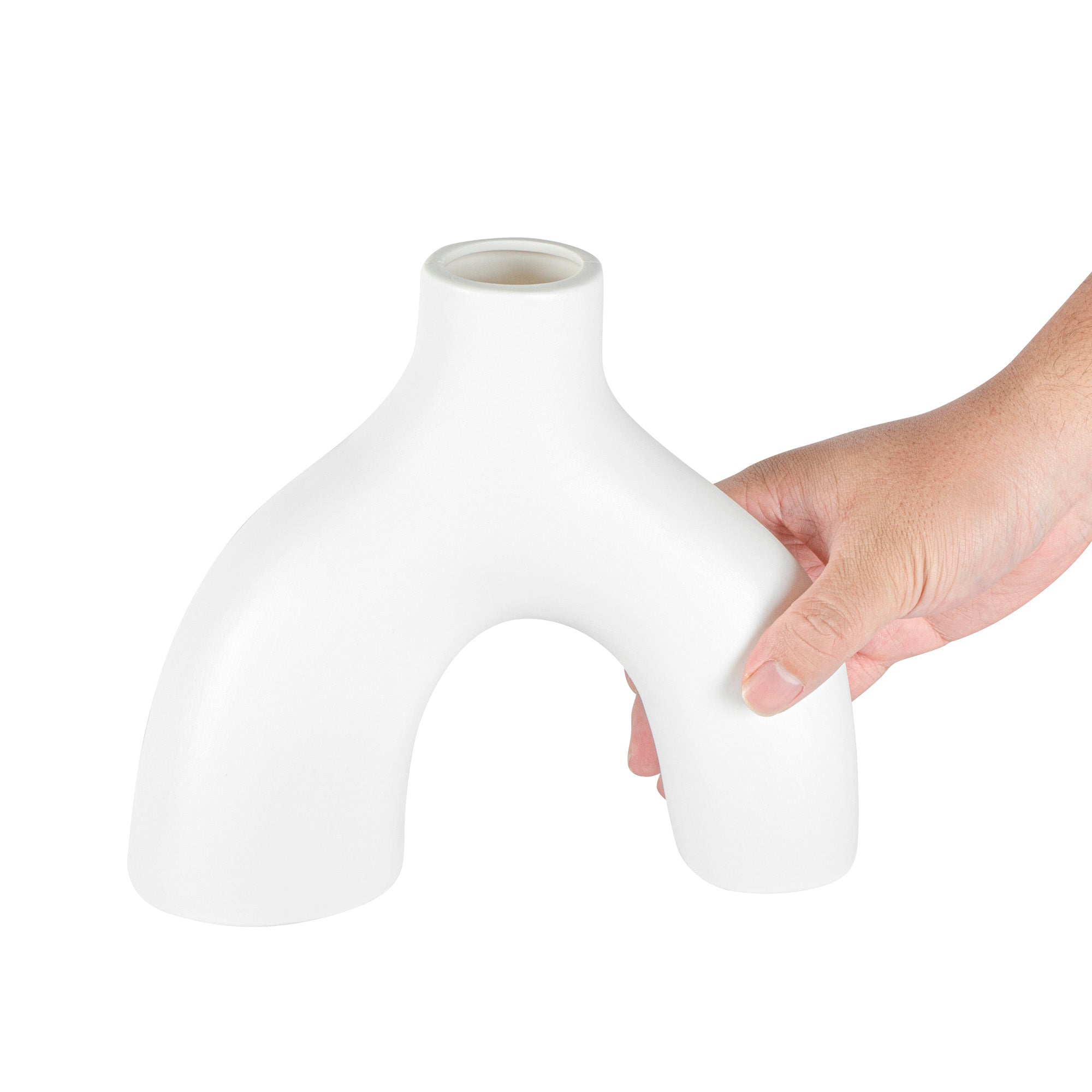 Table Art White Ceramic Soft Arch Vase - 9'' x 3 1/4'' x 8'' - 1 count box