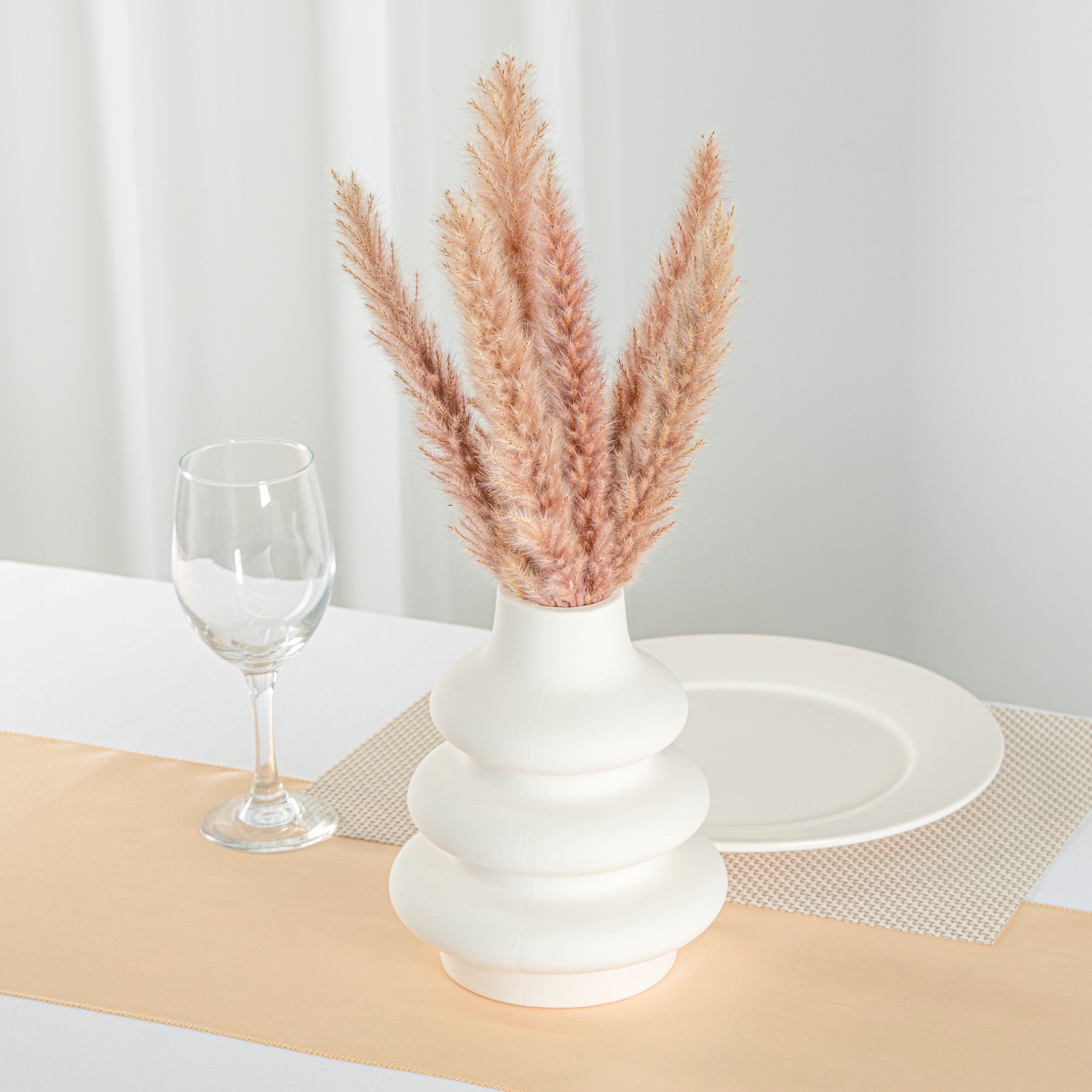 Table Art White Ceramic Stacked Vase - 6 3/4'' x 6 3/4'' x 8'' - 1 count box