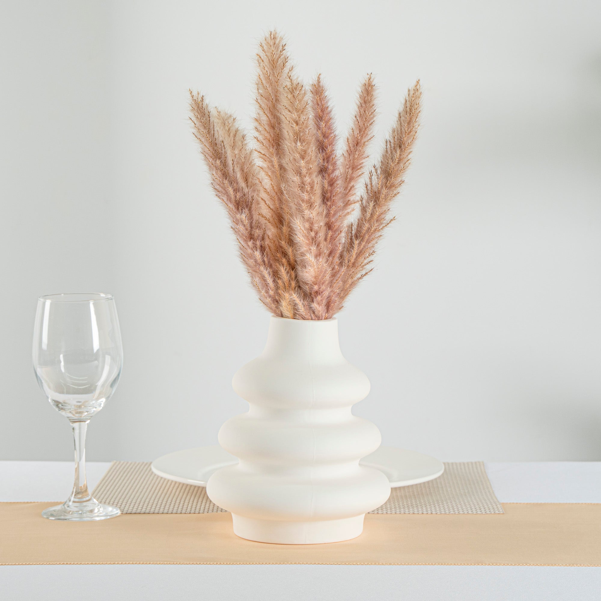 Table Art White Ceramic Stacked Vase - 6 3/4'' x 6 3/4'' x 8'' - 1 count box