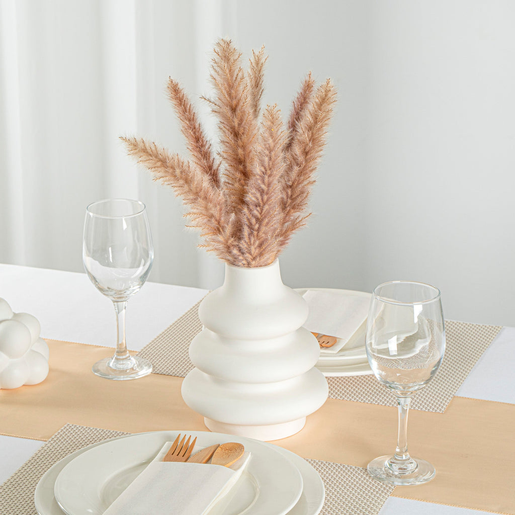 Table Art White Ceramic Stacked Vase - 6 3/4'' x 6 3/4'' x 8'' - 1 count box