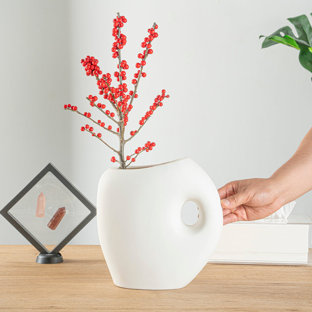 Table Art White Ceramic Jug Vase - 8 3/4'' x 4 1/2'' x 9 1/2'' - 1 count box
