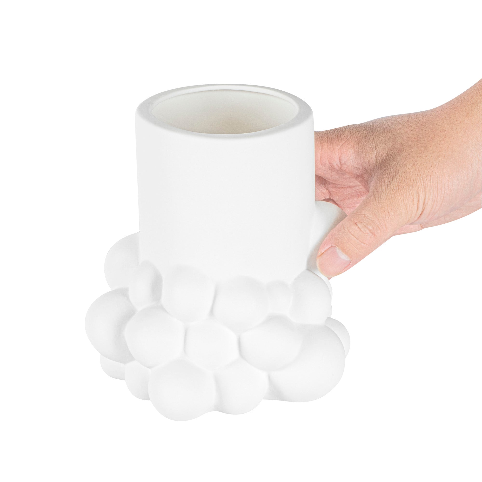 Table Art White Ceramic Cylinder Bubble Vase - 6'' x 5 3/4'' x 6 1/2'' - 1 count box