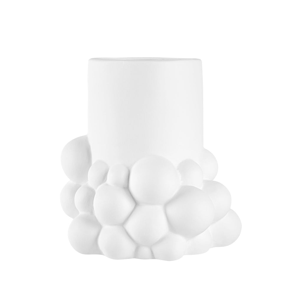 Table Art White Ceramic Cylinder Bubble Vase - 6'' x 5 3/4'' x 6 1/2'' - 1 count box
