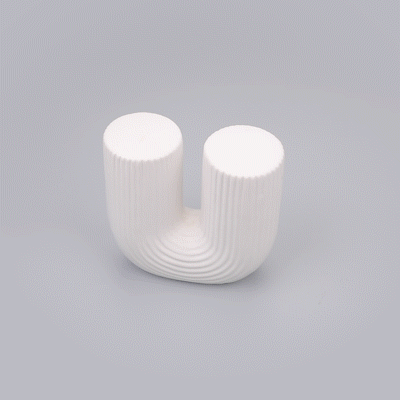 Table Art White Ceramic U-Shaped Vase - 5 3/4'' x 2 3/4'' x 5 1/2'' - 1 count box