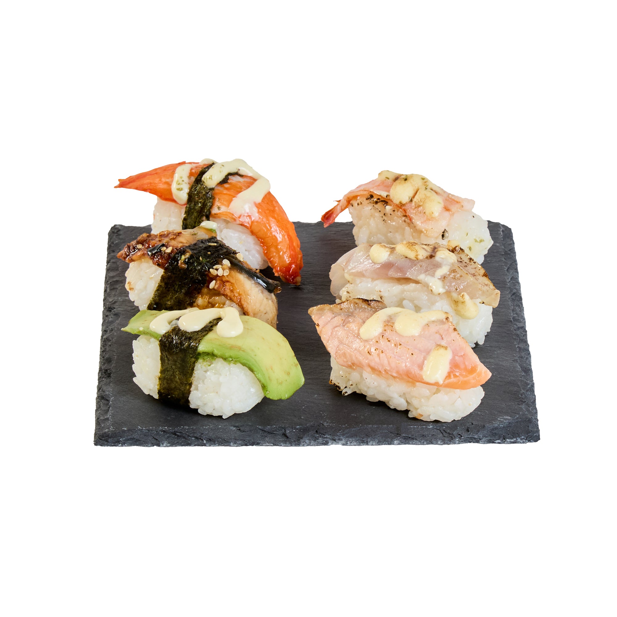 Stone Tek Square Black Slate Appetizer / Tasting Plate - 6" x 6" - 10 count box