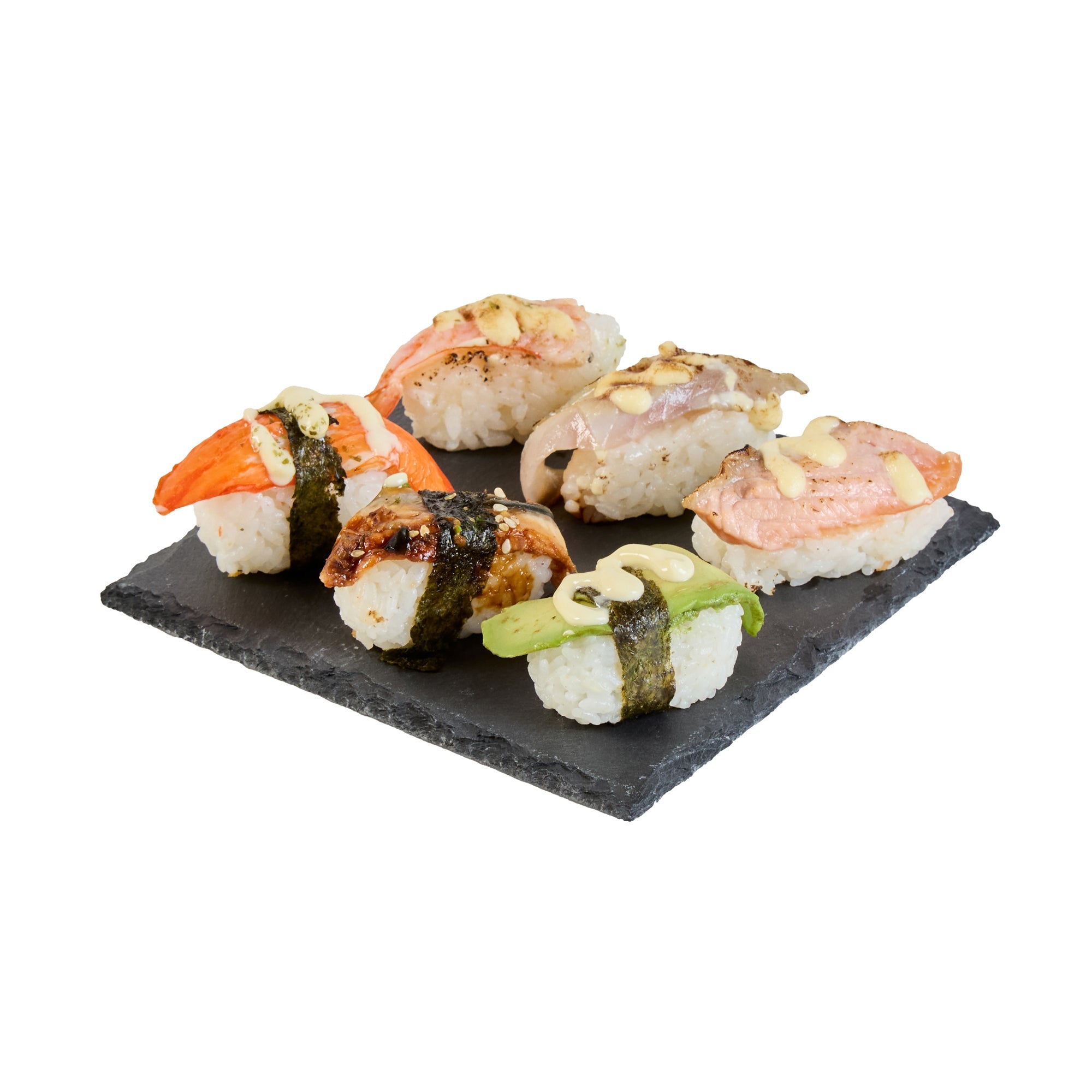 Stone Tek Square Black Slate Appetizer / Tasting Plate - 6" x 6" - 10 count box