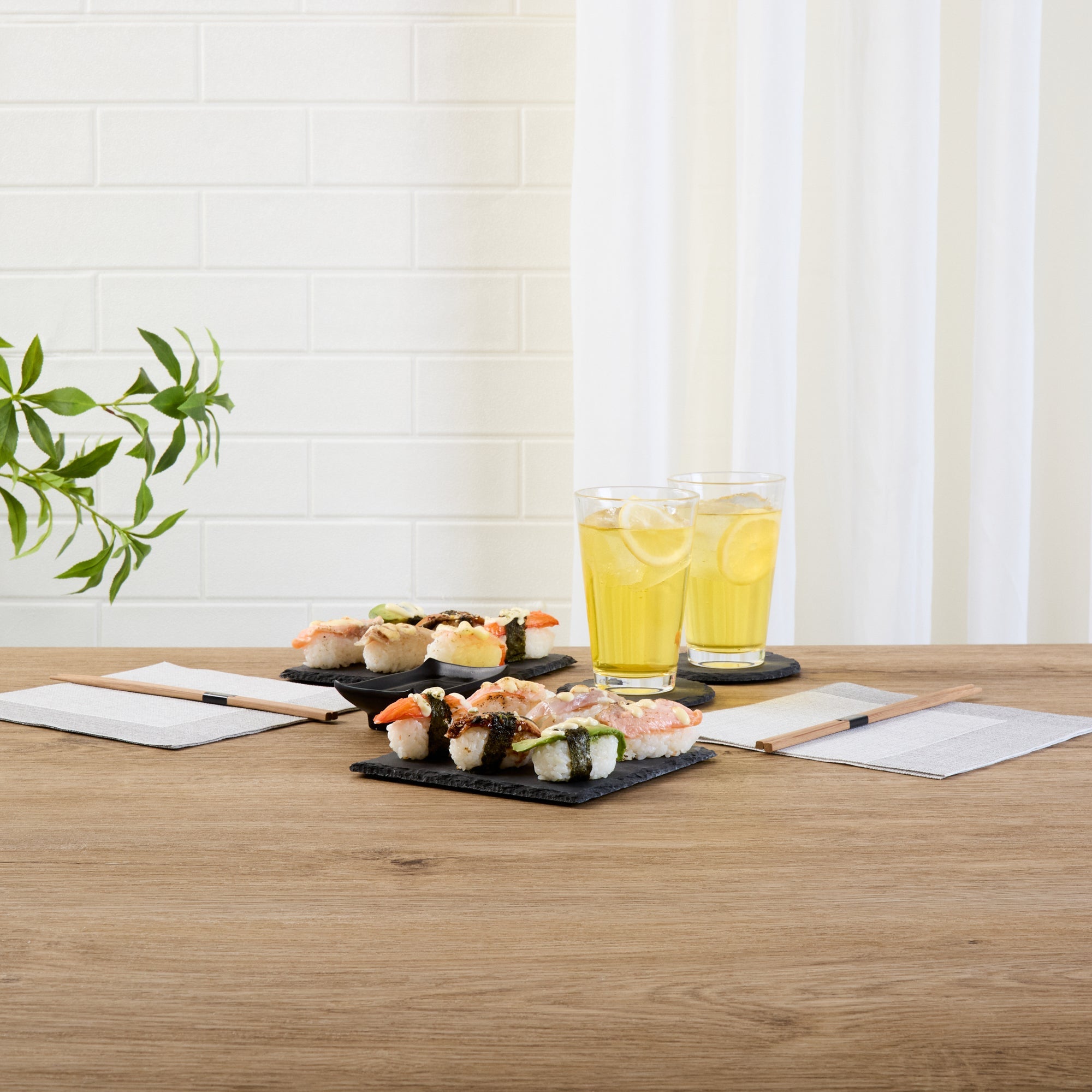 Stone Tek Square Black Slate Appetizer / Tasting Plate - 6" x 6" - 10 count box
