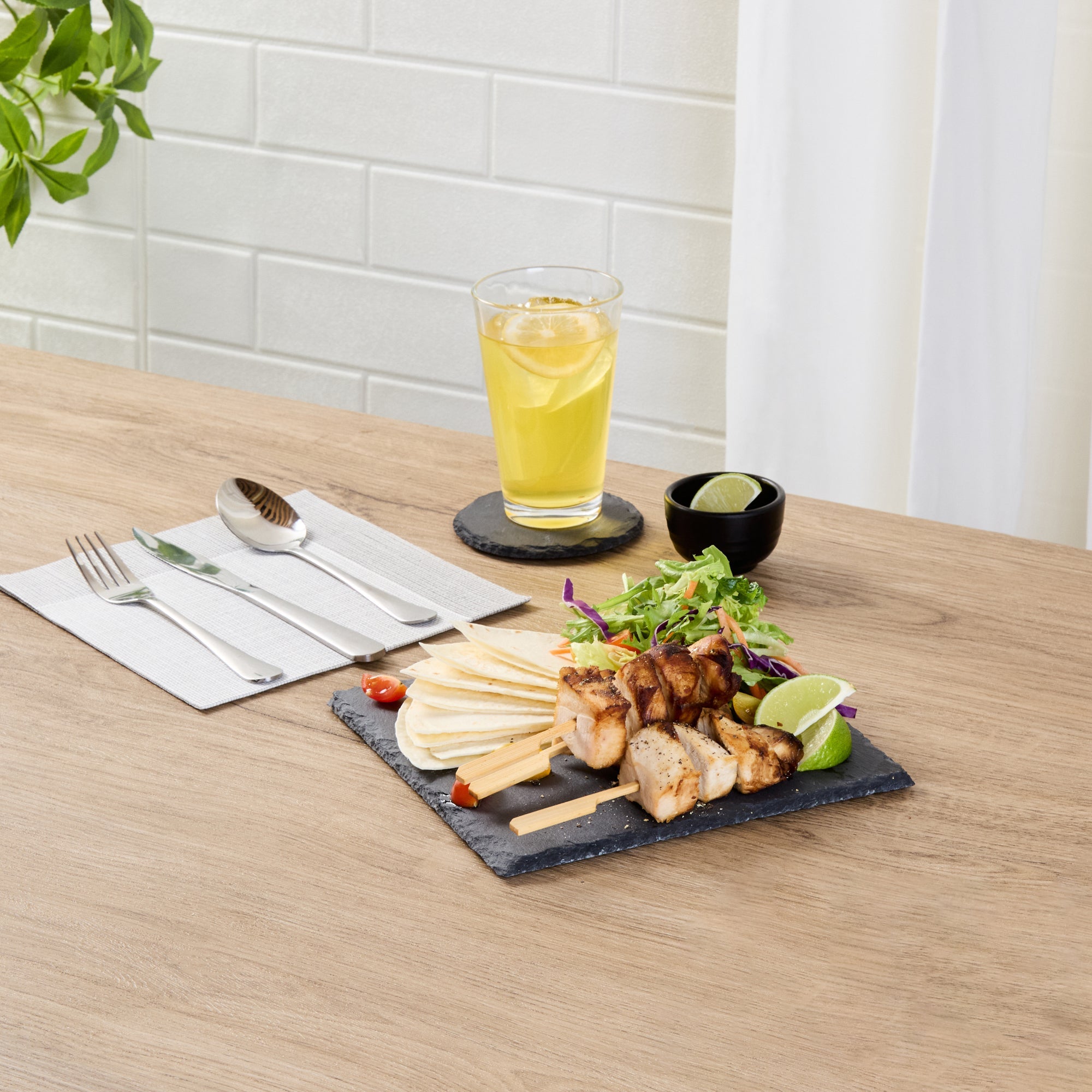 Stone Tek Square Black Slate Serving Plate - 8" x 8" - 10 count box