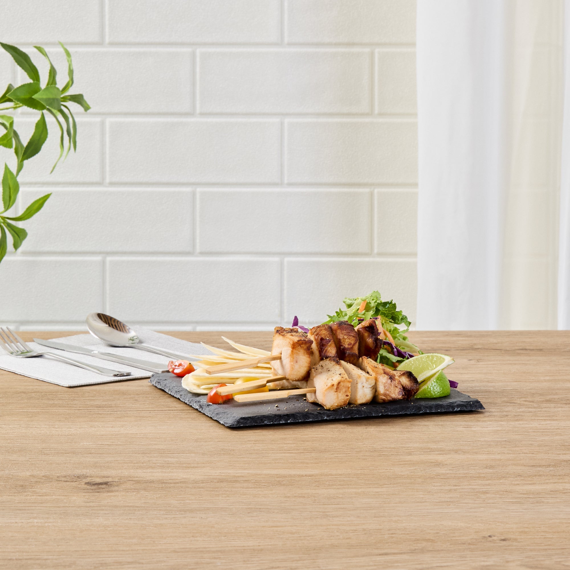 Stone Tek Square Black Slate Serving Plate - 8" x 8" - 10 count box