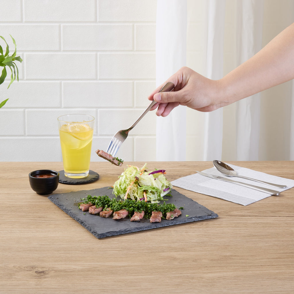 Stone Tek Square Black Slate Serving Plate - 10" x 10" - 4 count box