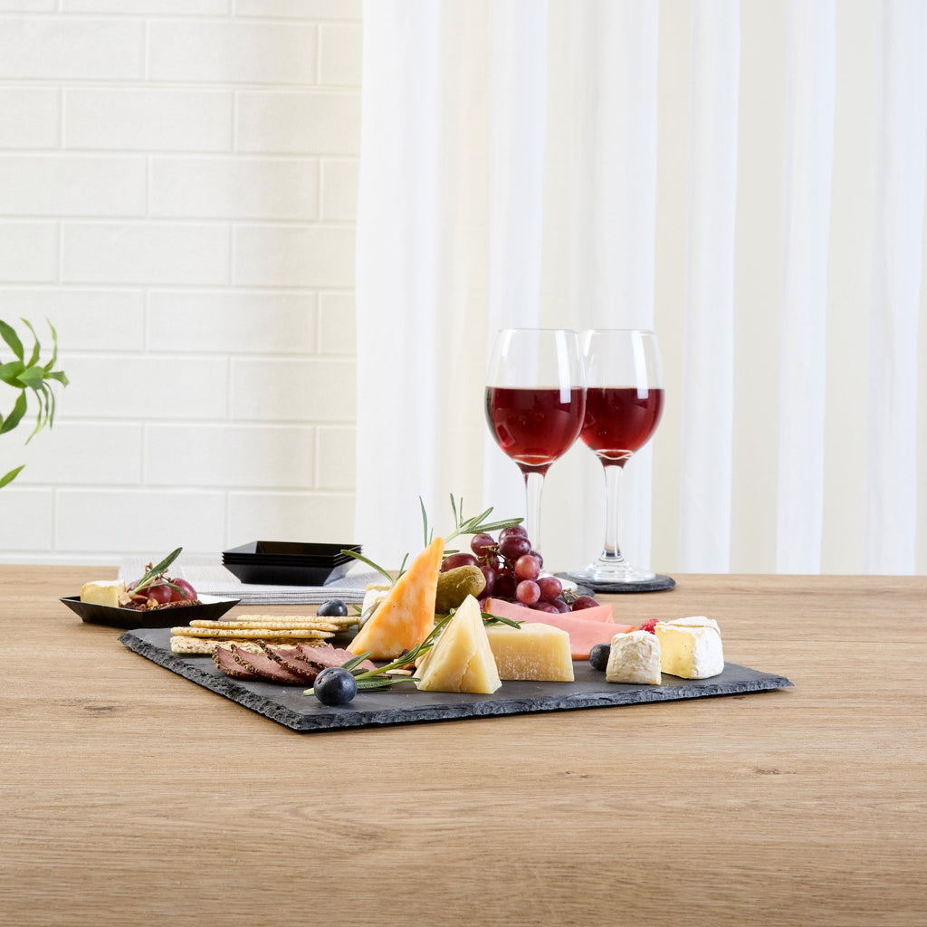Stone Tek Square Black Slate Serving Tray - 12" x 12" - 4 count box