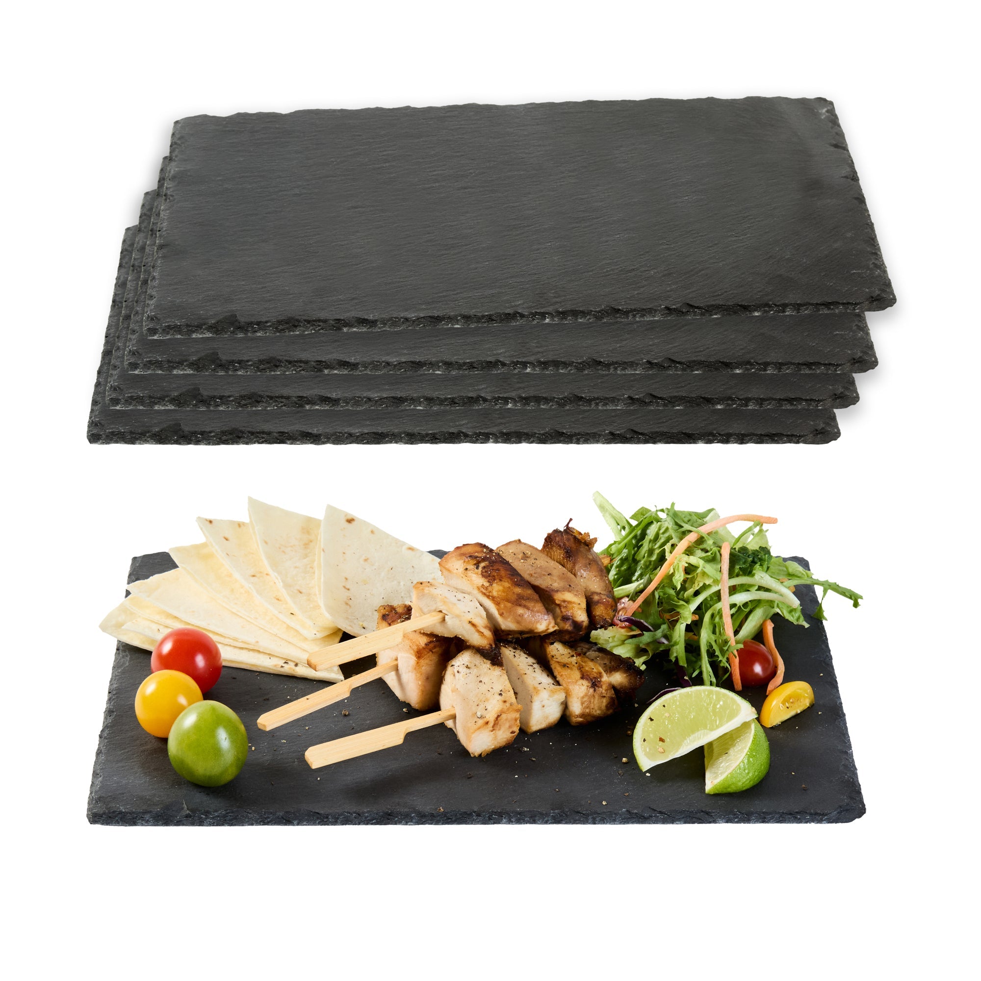 Stone Tek Rectangle Black Slate Serving Tray - 11 3/4" x 7 3/4" - 1 count box