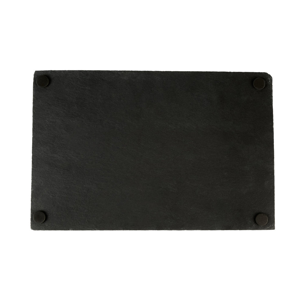 Stone Tek Rectangle Black Slate Serving Tray - 11 3/4" x 7 3/4" - 4 count box
