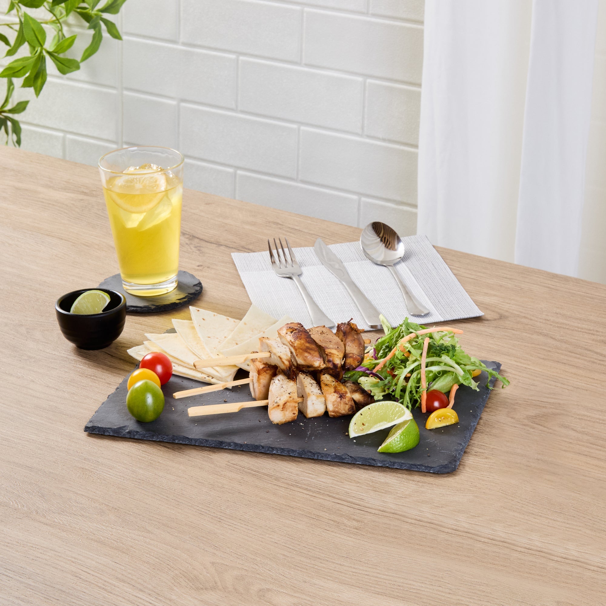 Stone Tek Rectangle Black Slate Serving Tray - 11 3/4" x 7 3/4" - 4 count box