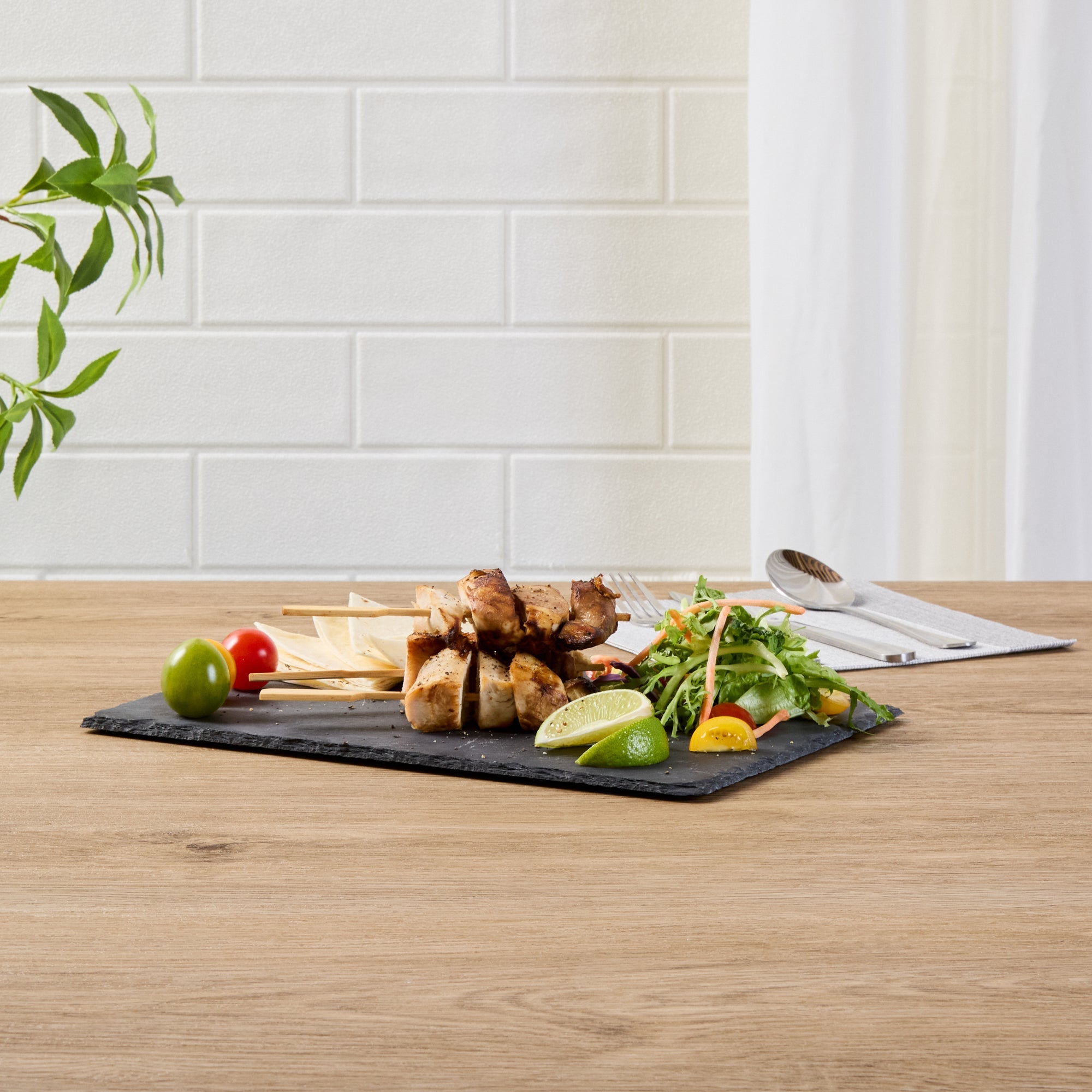 Stone Tek Rectangle Black Slate Serving Tray - 11 3/4" x 7 3/4" - 4 count box