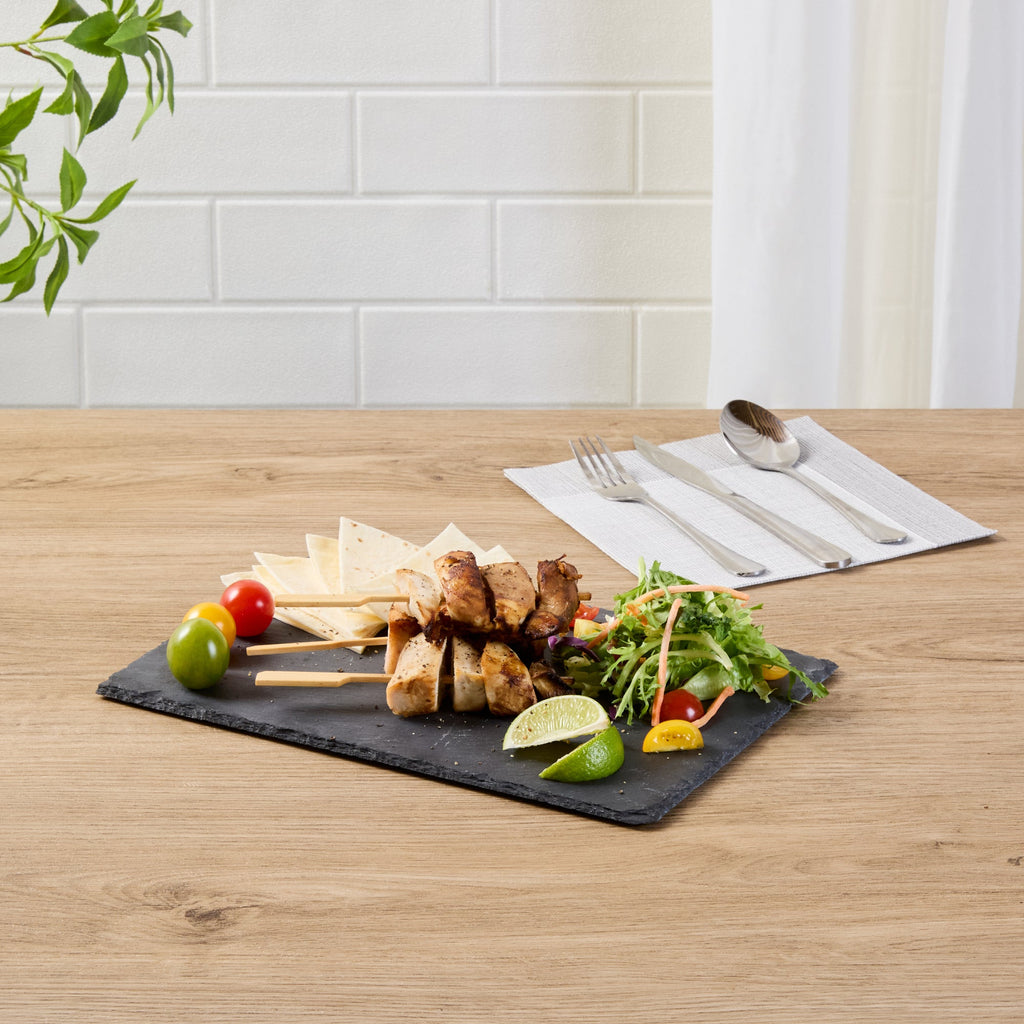 Stone Tek Rectangle Black Slate Serving Tray - 11 3/4" x 7 3/4" - 4 count box