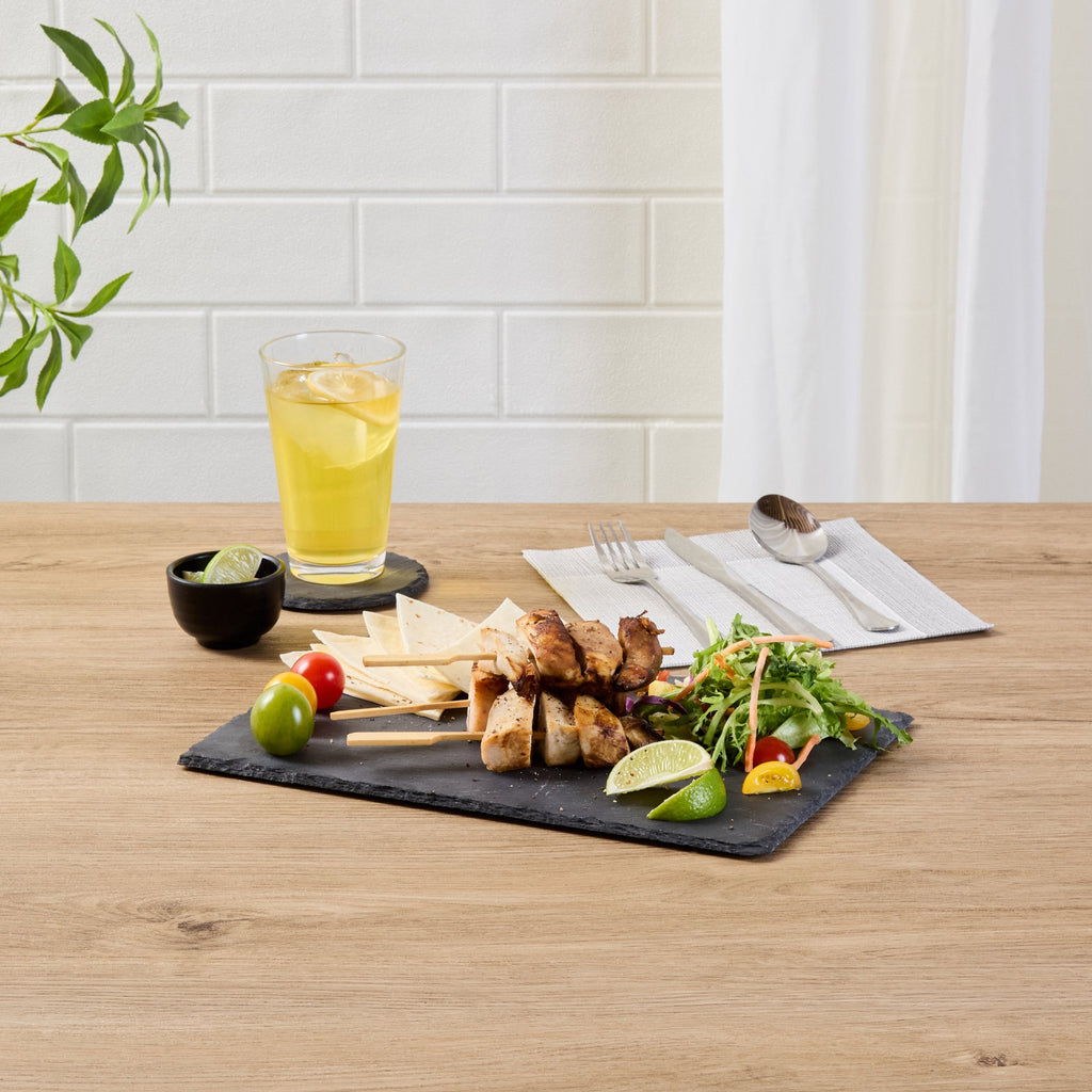 Stone Tek Rectangle Black Slate Serving Tray - 11 3/4" x 7 3/4" - 4 count box