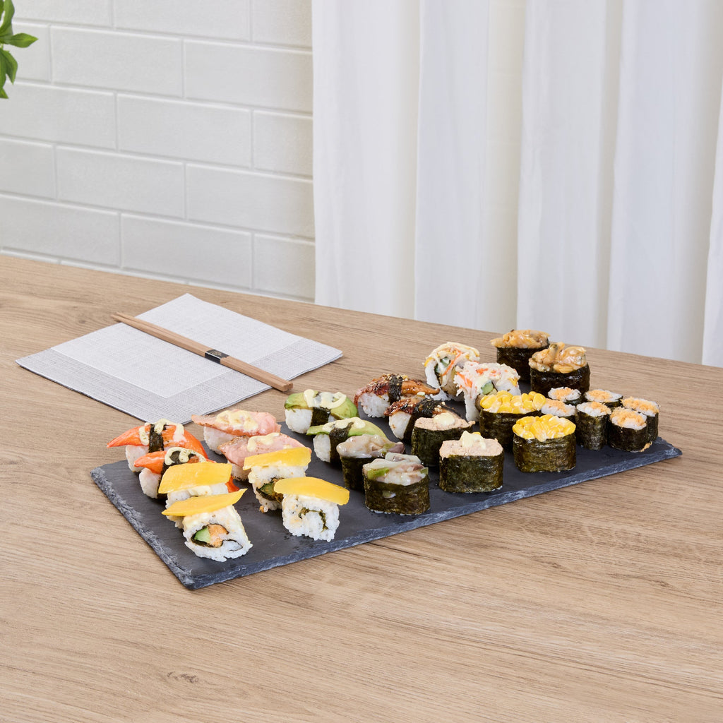 Stone Tek Rectangle Black Slate Serving Tray - 15 3/4" x 7 3/4" - 4 count box