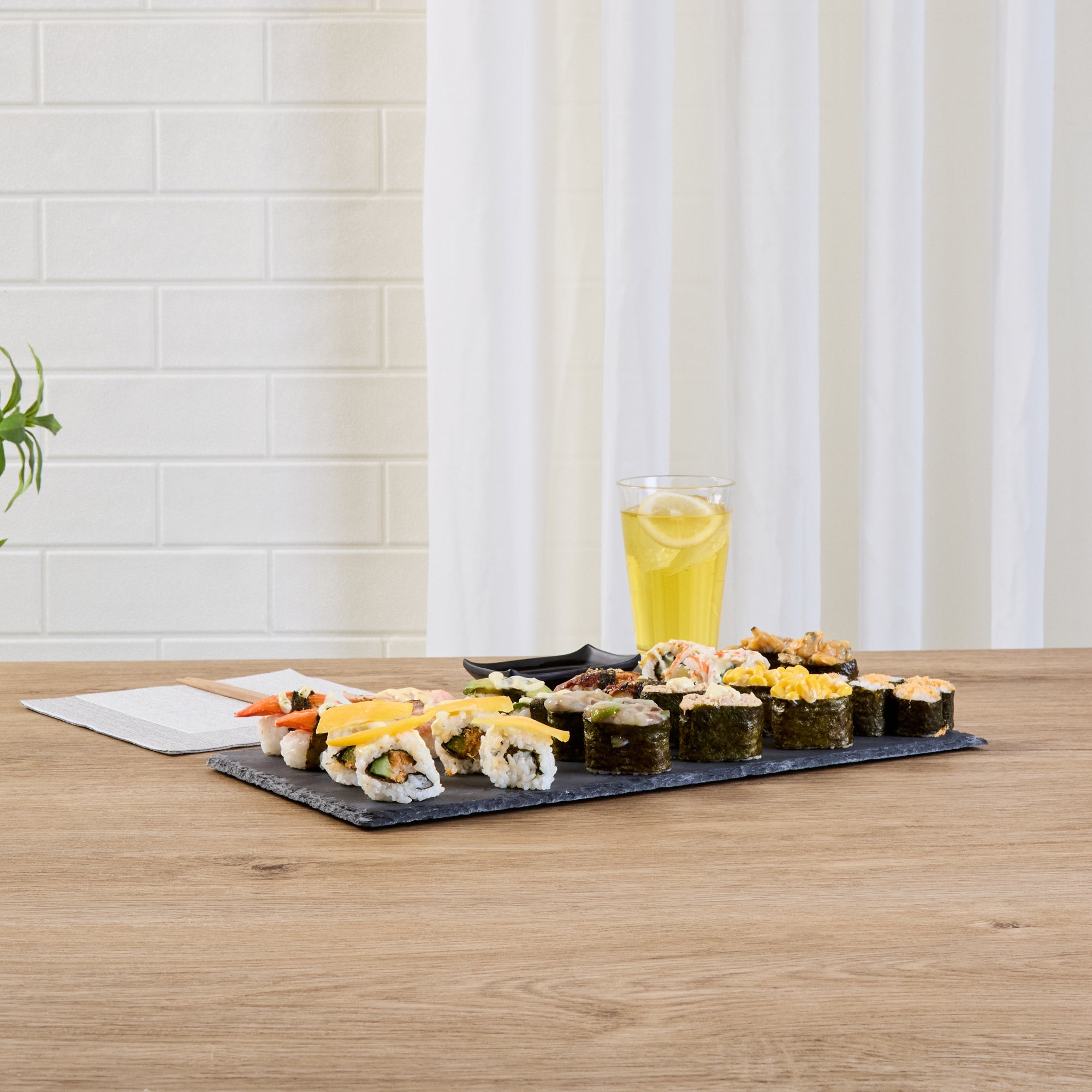 Stone Tek Rectangle Black Slate Serving Tray - 15 3/4" x 7 3/4" - 4 count box