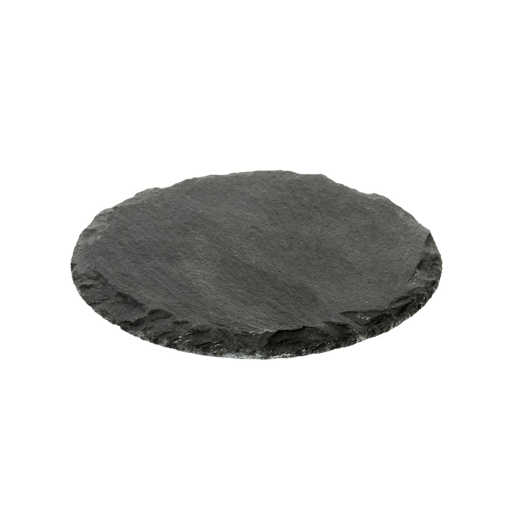 Stone Tek Round Black Slate Appetizer / Tasting Plate - 4" x 4" - 10 count box