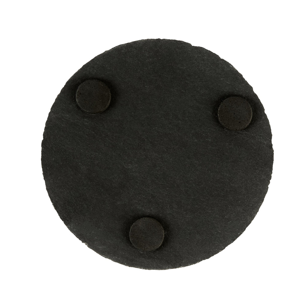 Stone Tek Round Black Slate Appetizer / Tasting Plate - 4" x 4" - 10 count box