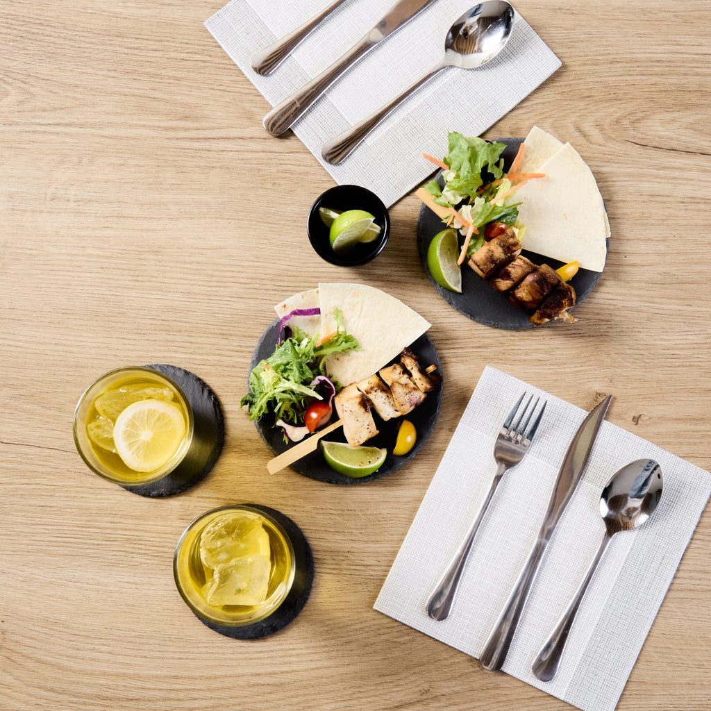 Stone Tek Round Black Slate Serving Plate - 6" x 6" - 10 count box