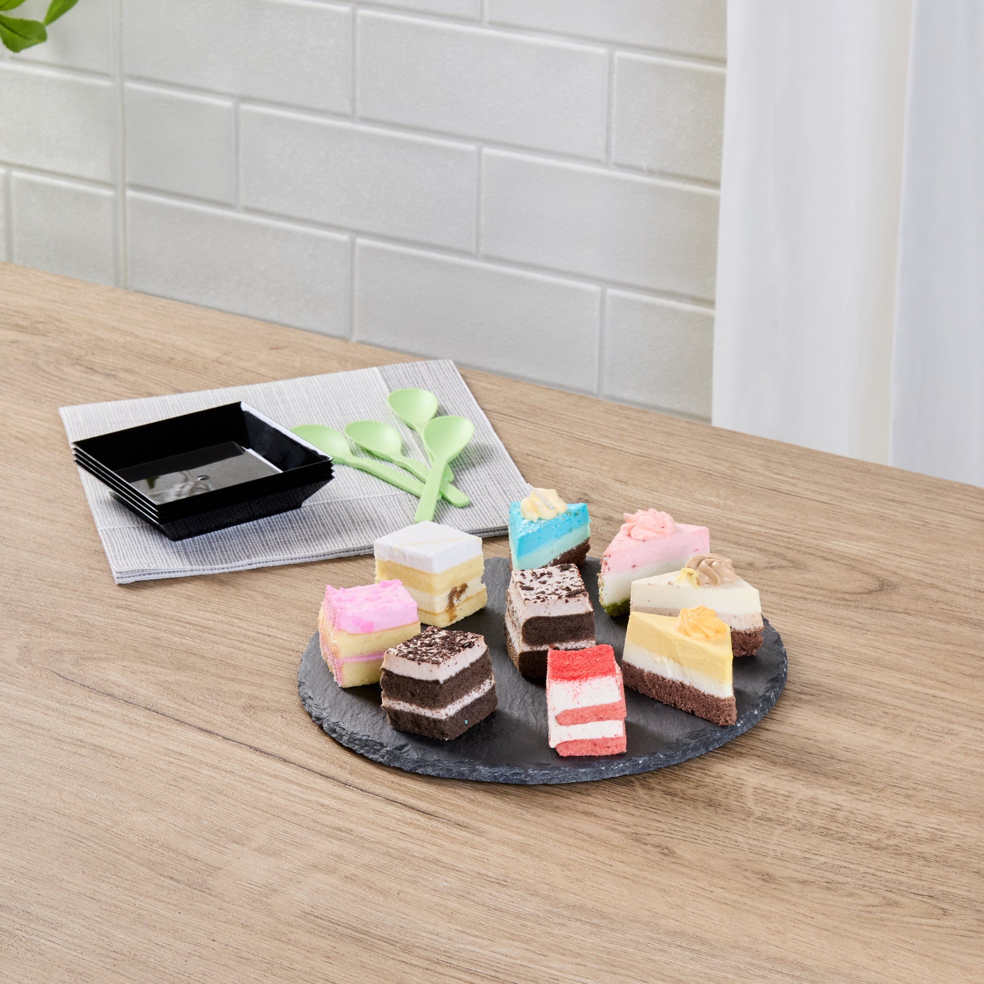 Stone Tek Round Black Slate Serving Plate - 7 3/4" x 7 3/4" - 1 count box