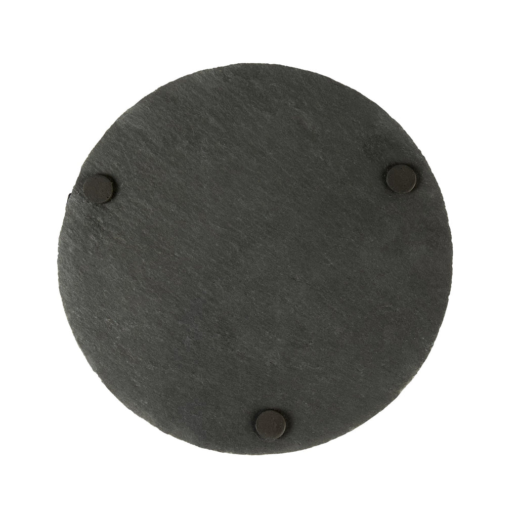 Stone Tek Round Black Slate Serving Plate - 7 3/4" x 7 3/4" - 10 count box
