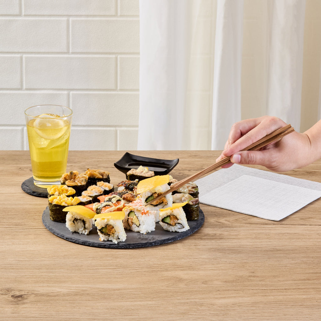 Stone Tek Round Black Slate Serving Plate - 9 3/4" x 9 3/4" - 1 count box