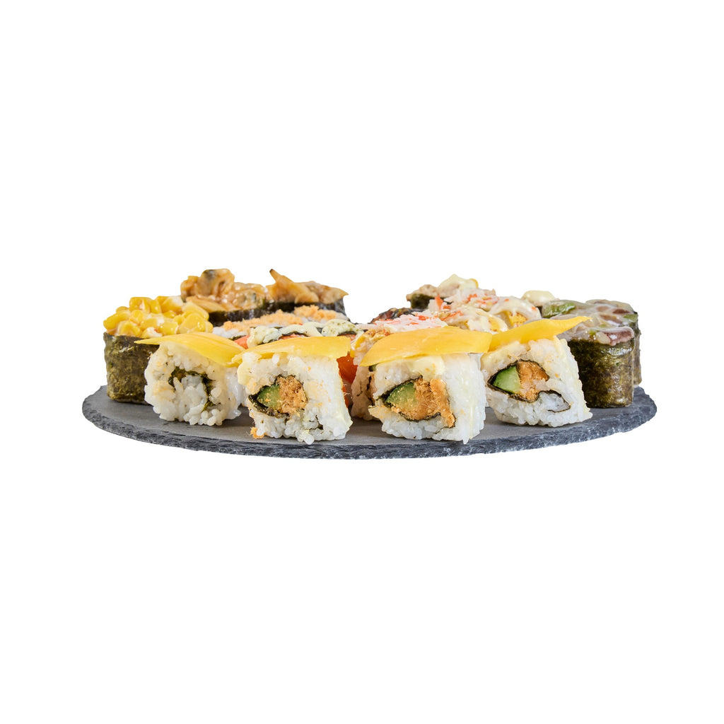 Stone Tek Round Black Slate Serving Plate - 9 3/4" x 9 3/4" - 4 count box