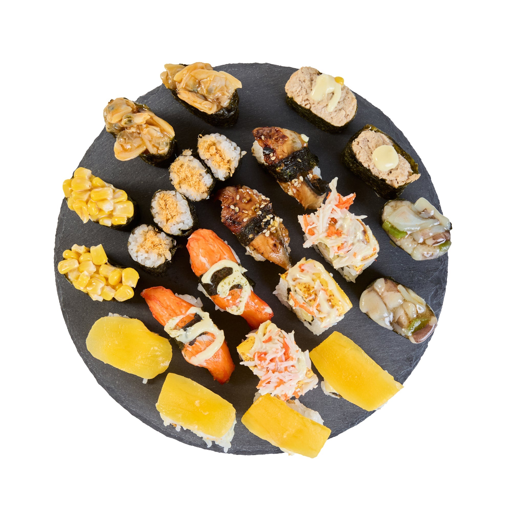 Stone Tek Round Black Slate Serving Plate - 9 3/4" x 9 3/4" - 4 count box