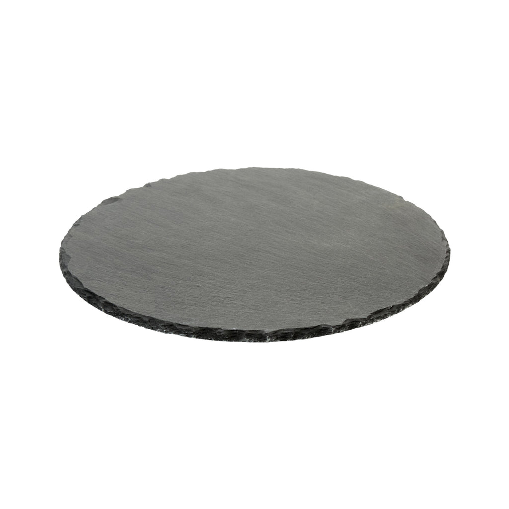 Stone Tek Round Black Slate Serving Plate - 9 3/4" x 9 3/4" - 4 count box