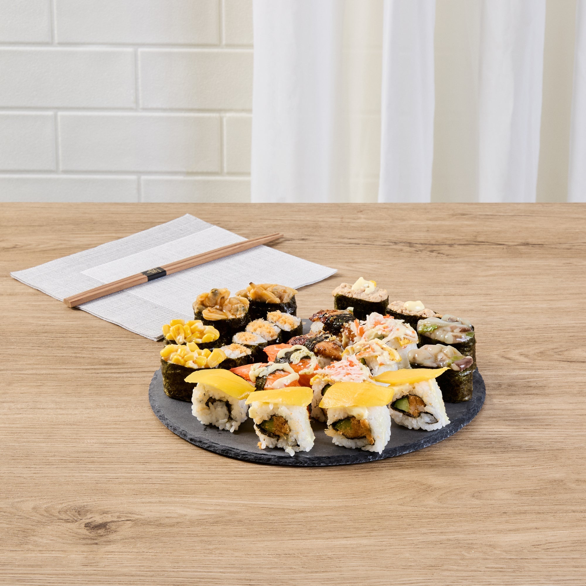 Stone Tek Round Black Slate Serving Plate - 9 3/4" x 9 3/4" - 4 count box