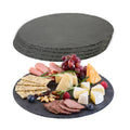 Stone Tek Round Black Slate Serving Tray - 11 3/4" x 11 3/4" - 4 count box
