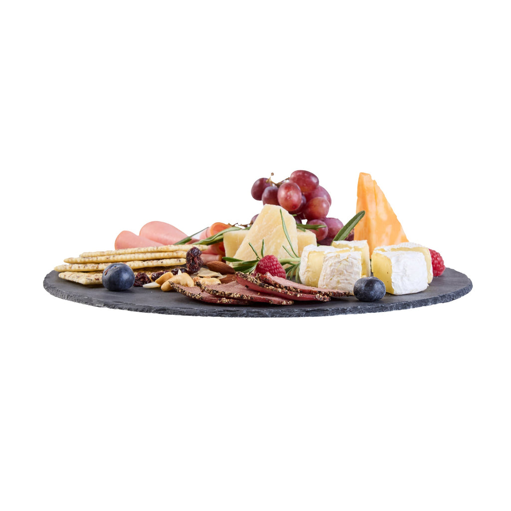 Stone Tek Round Black Slate Serving Tray - 11 3/4" x 11 3/4" - 4 count box