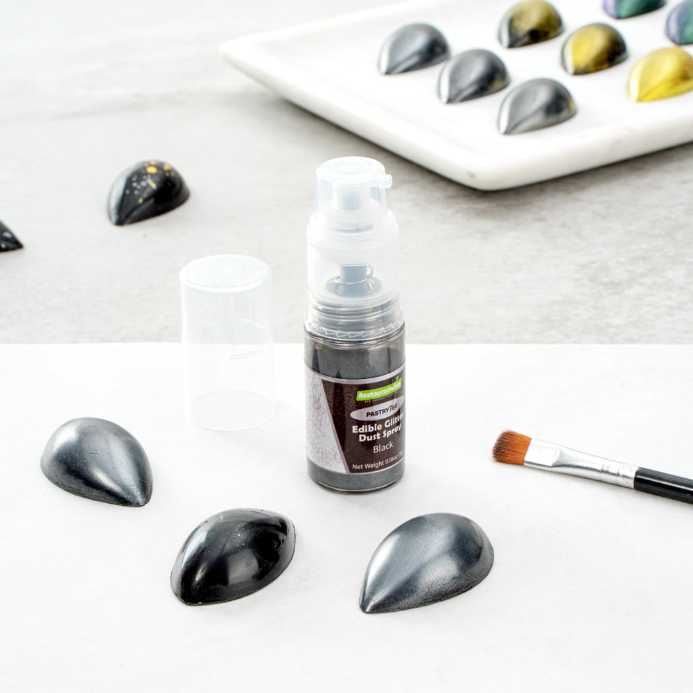 Pastry Tek 5g Black Edible Glitter Dust Spray - 1 count box