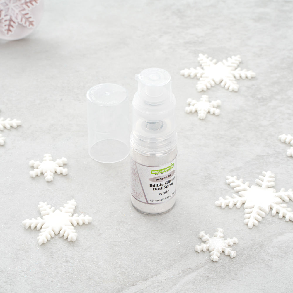 Pastry Tek 5g White Edible Glitter Dust Spray - 1 count box