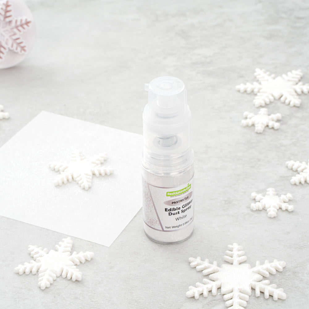 Pastry Tek 5g White Edible Glitter Dust Spray - 1 count box