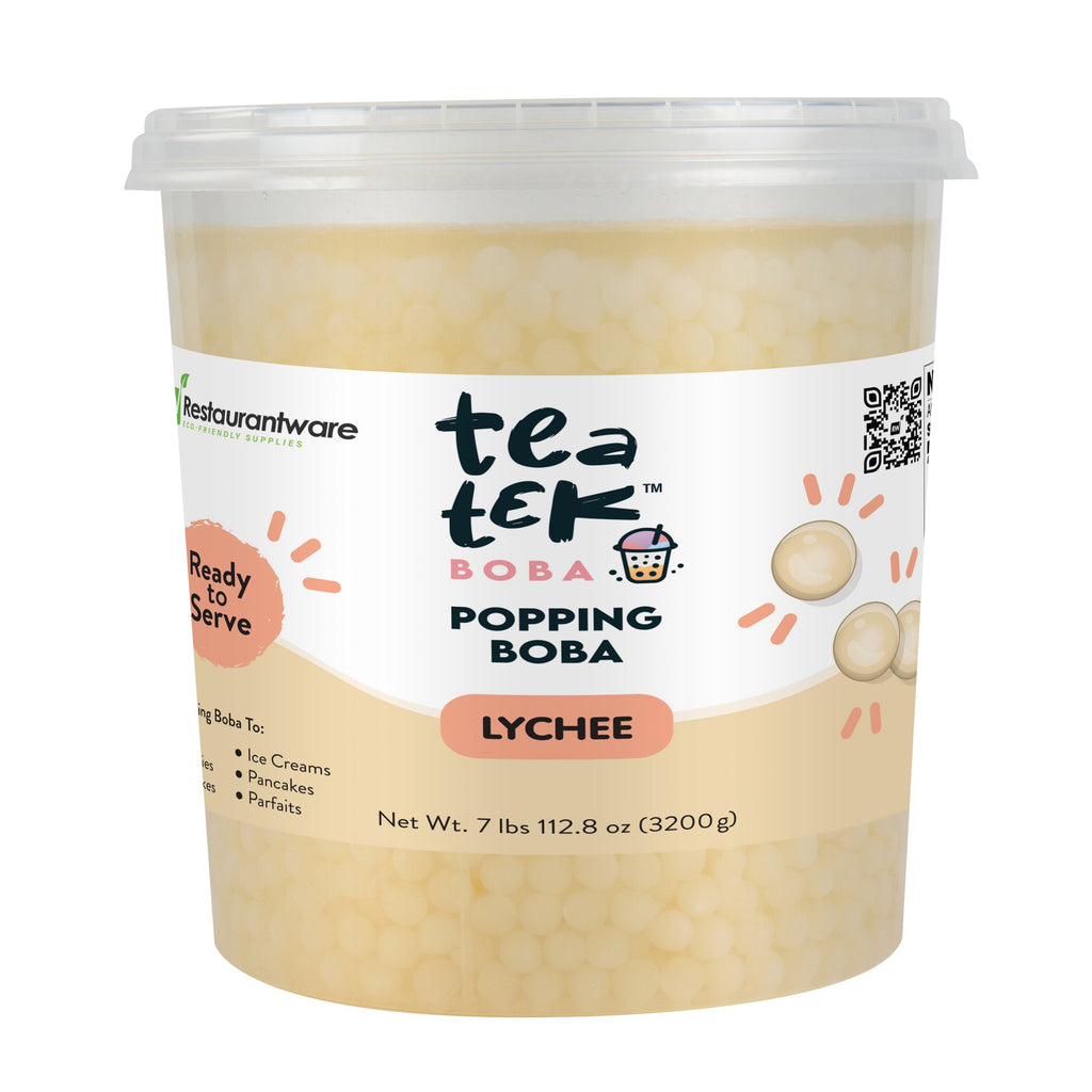 Tea Tek 7 lb Lychee Popping Boba - 4 count box
