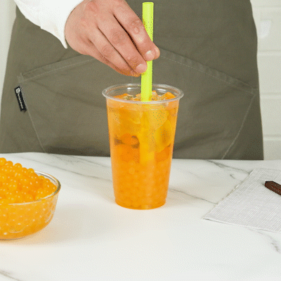 Tea Tek 7 lb Mango Popping Boba - 4 count box