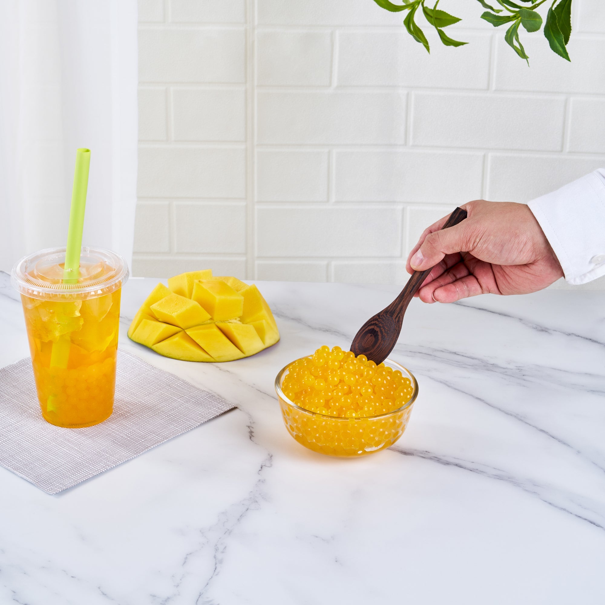 Tea Tek 7 lb Mango Popping Boba - 4 count box