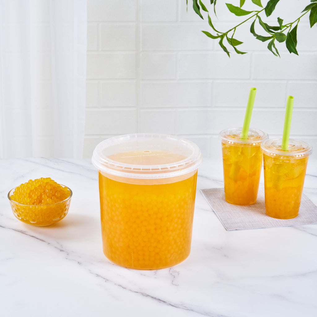 Tea Tek 7 lb Mango Popping Boba - 4 count box