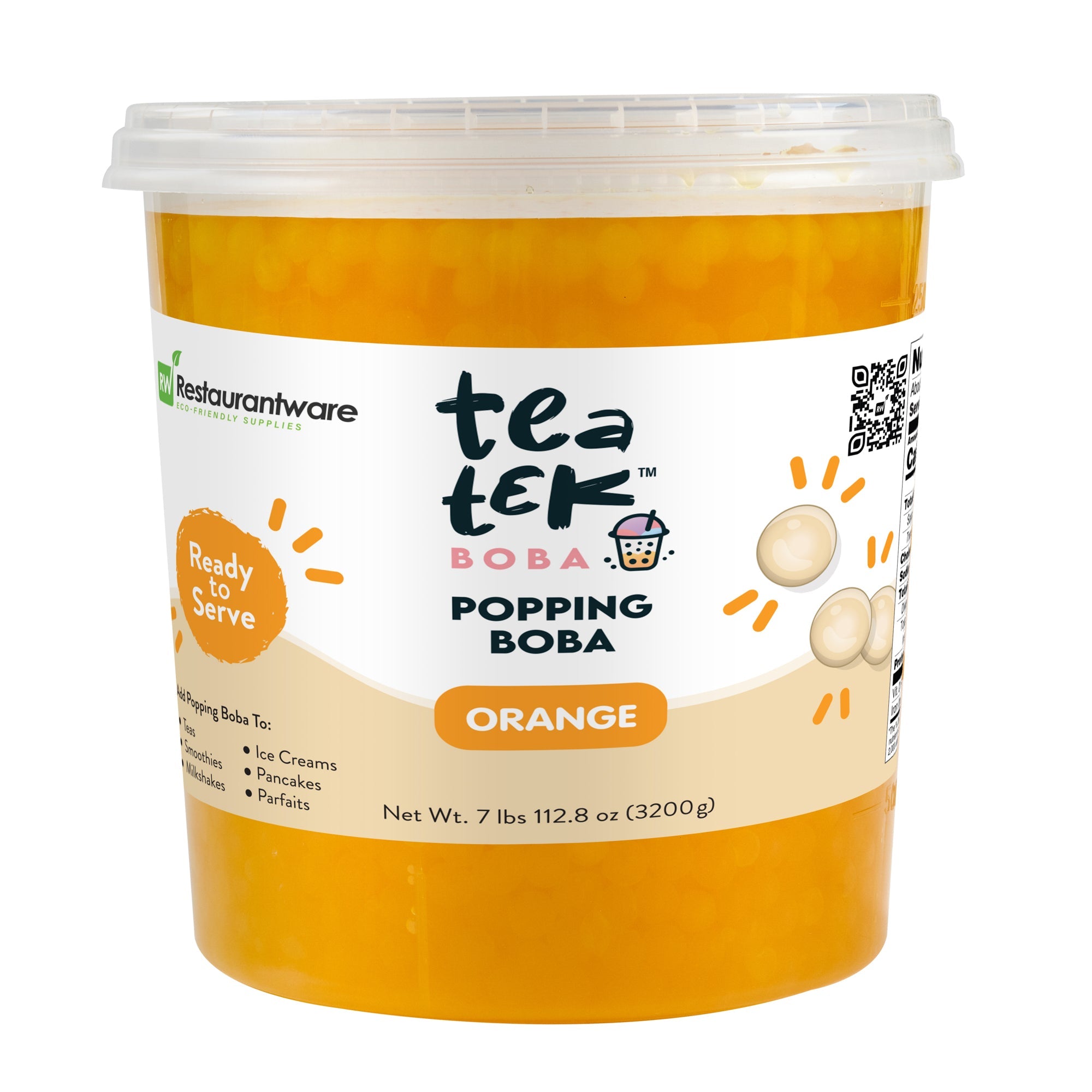 Tea Tek 7 lb Popping Boba - Orange - 4 count box