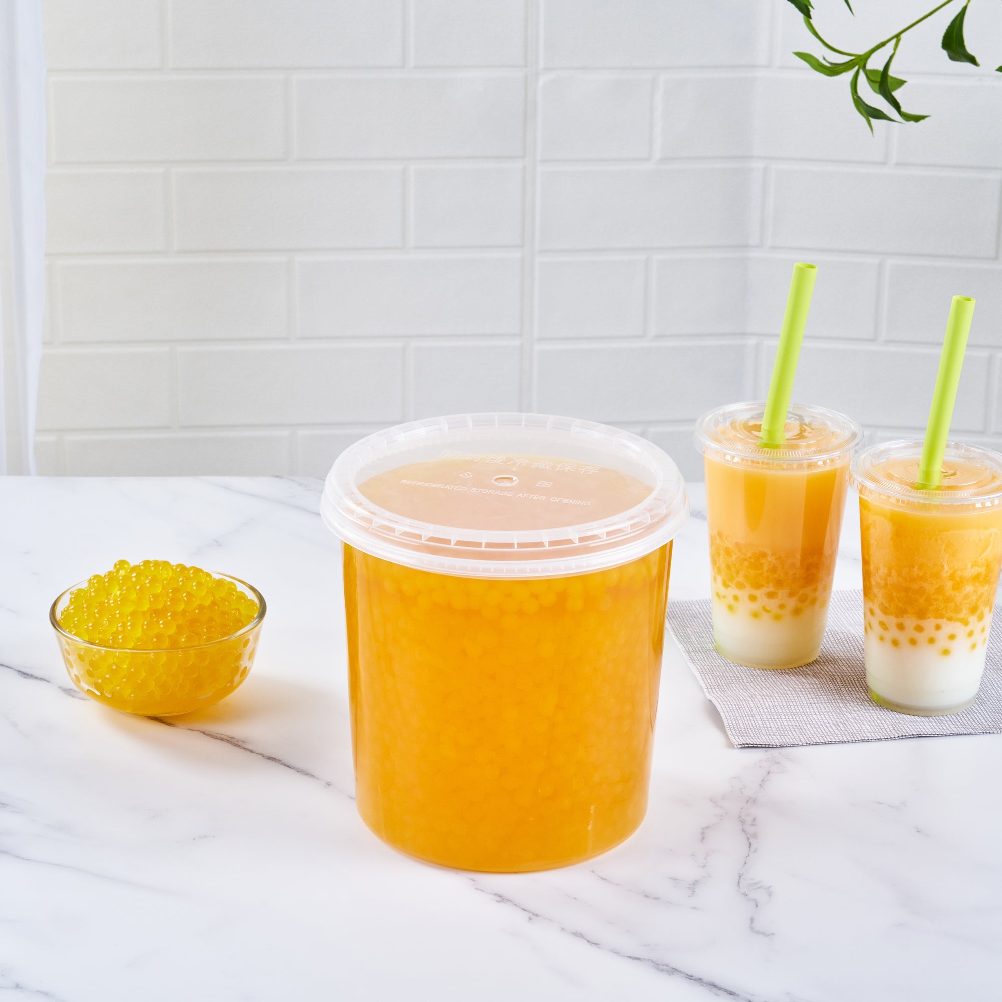 Tea Tek 7 lb Popping Boba - Orange - 4 count box